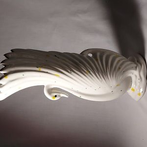 Vintage Swan Vase Deco White With Yellow Green Design